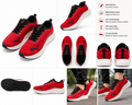 Men's Lightweight Sports Running Shoes | Breathable Mesh Lace-Up Sneakers | Soft Cushioned Anti-Slip Casual Walking Shoes | Red