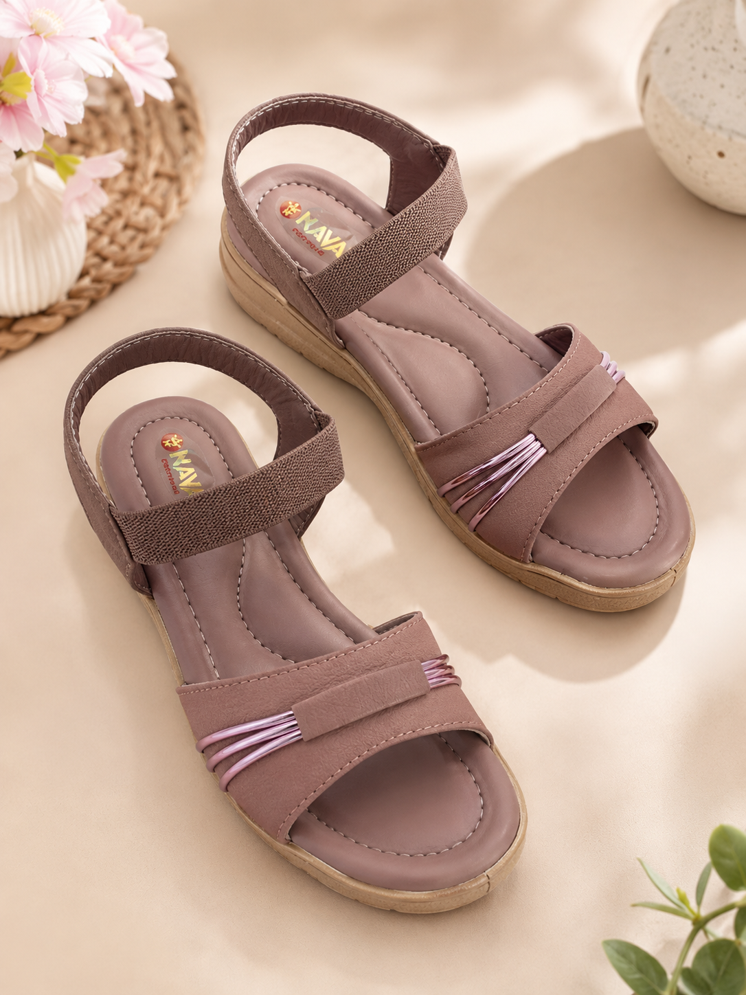 Women’s Stylish Comfort Sandals | Soft Cushioned Casual Flats with Elastic Back Strap | Lightweight Daily Wear Footwear for Women & Girls