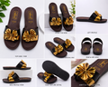Women Stylish Gold Bow Flat Slippers | Fashion Casual Slip-On Sandals for Women & Girls | Comfortable Daily Wear Flats