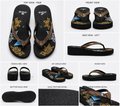 Ladies Tropical Floral Print Brown Flip Flop | Blue Flower Casual Hawai Chappal | Lightweight | Daily College Beach Travel Wear