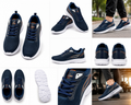 Men's Navy Blue Lightweight Sports Running Shoes | Breathable Mesh Lace-Up Sneakers | Comfortable Walking & Gym Shoes