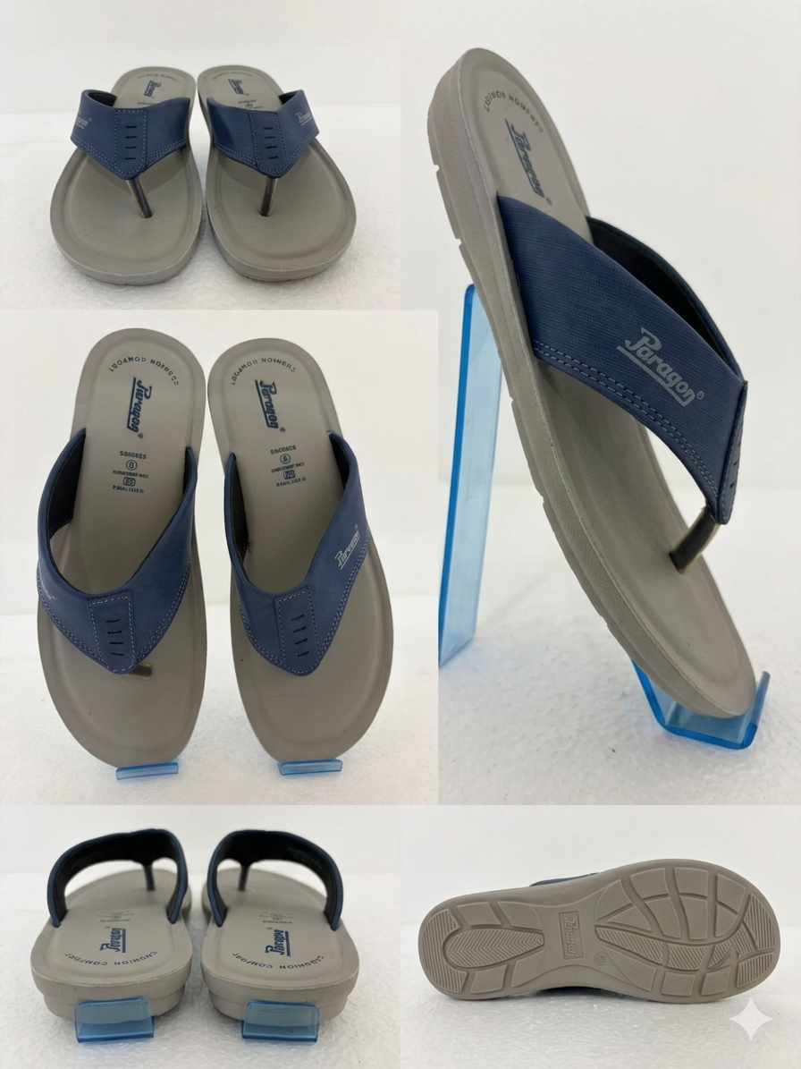 Men's Comfortable Flip Flops Slippers | Lightweight Cushioned Daily Wear Thong Sandals for Casual Walking & Outdoor Use | Blue Grey