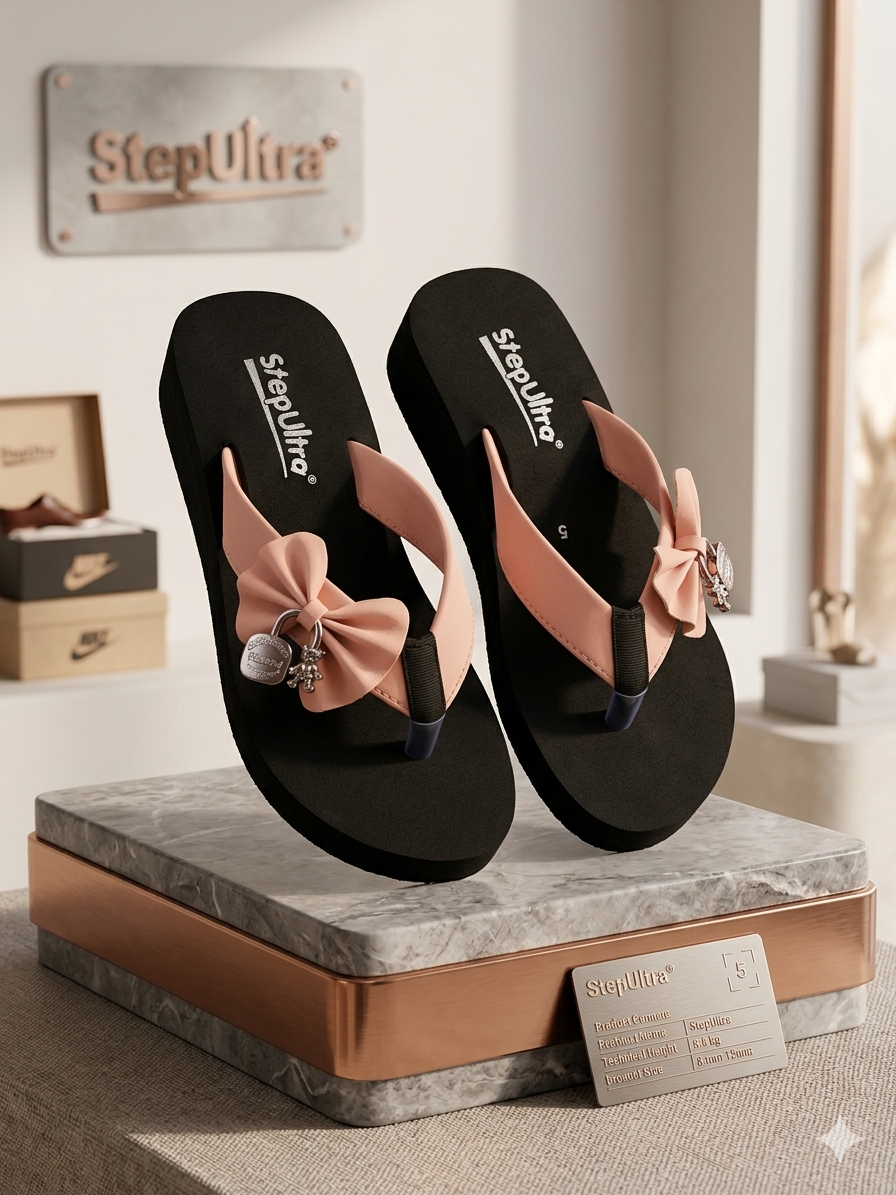 Women’s Fashionable Bow Flip Flops | Lightweight Daily Wear Toe-Post Slippers