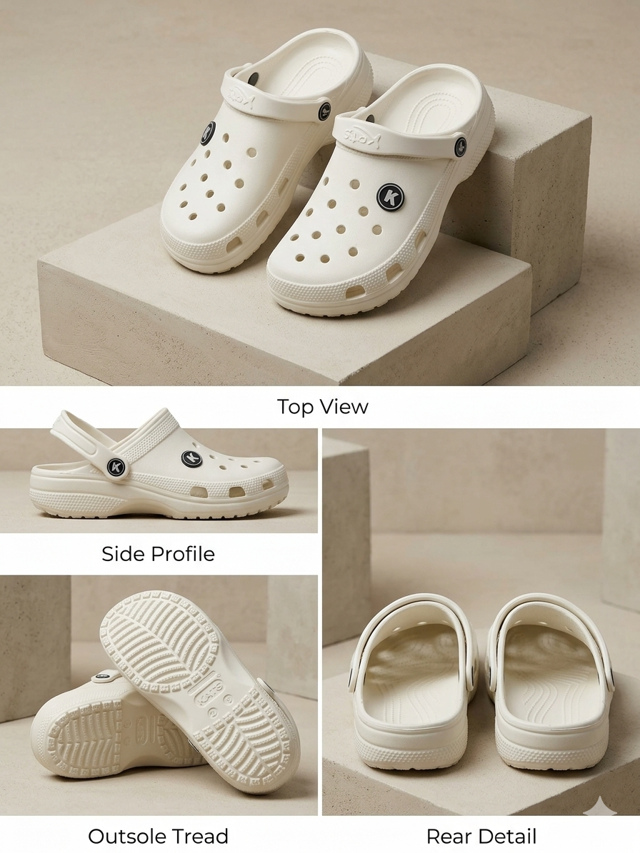 Ultra-Comfortable White Clogs for Men & Women – Lightweight, Breathable & Anti-Slip Daily Wear Sandals