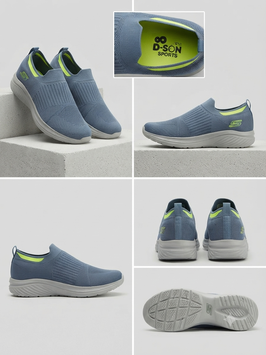 Men's Slip-On Walking Shoes | Lightweight Knit Sneakers | Breathable Casual Running Shoes | Soft Cushioned Daily Wear Shoes | Grey