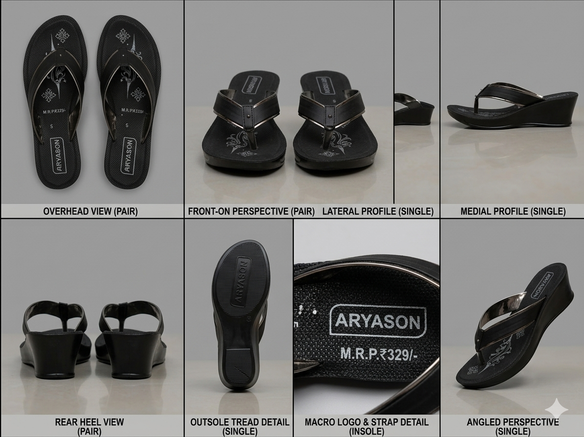 ARYASON Women’s Black Wedge Heel Flip Flops | Comfortable Daily Wear Slippers | Lightweight Stylish Toe-Ring Sandals for Women