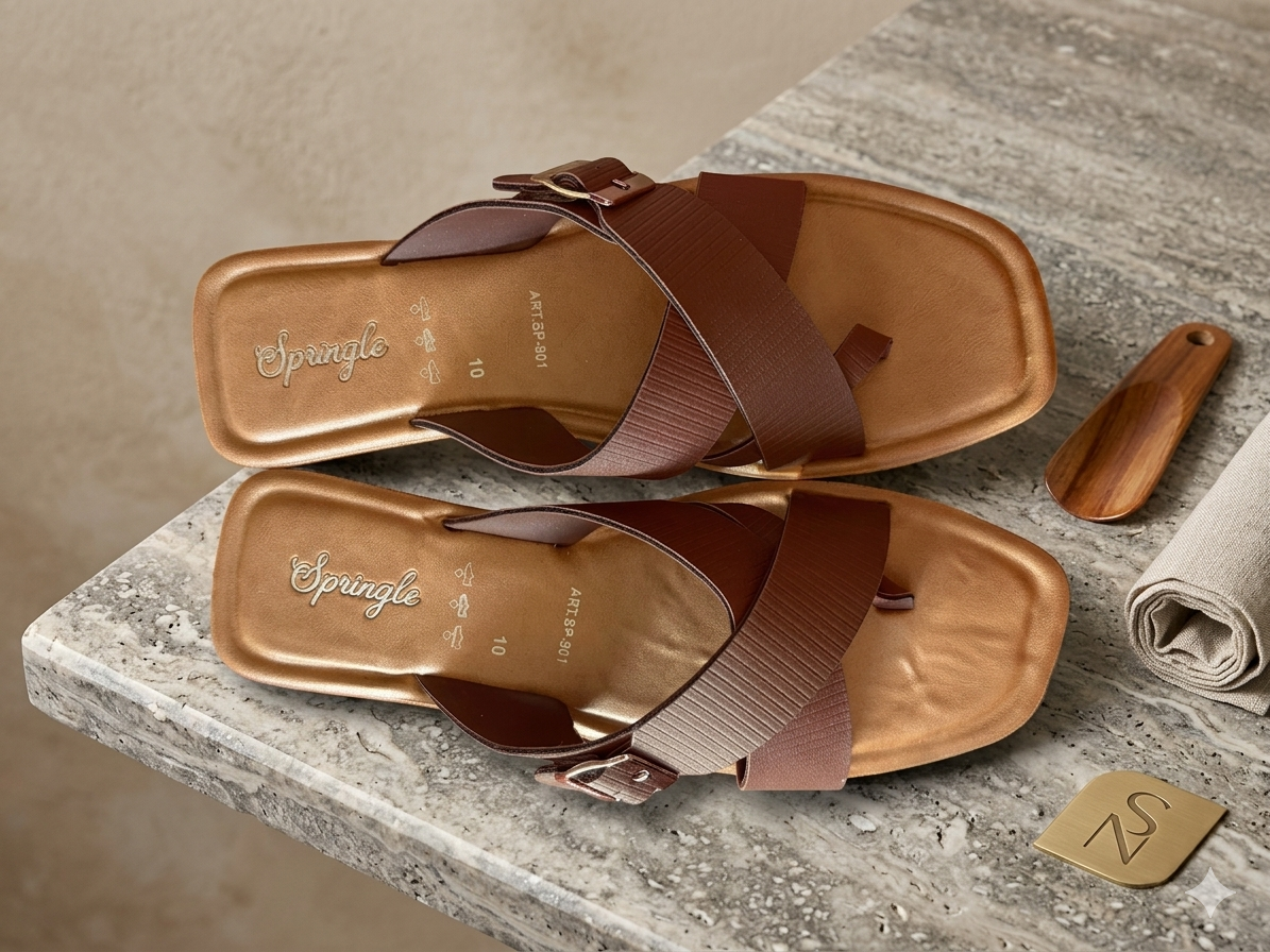 Girls Fashionable Brown Slip-On Sandals | Lightweight Casual Footwear