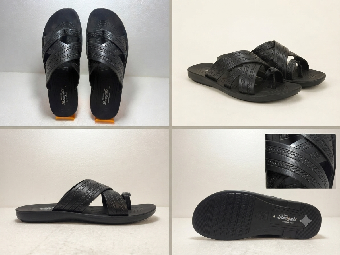 Men's Black Lightweight EVA Comfort Slippers | Stylish Cross Strap Casual Daily Wear Flip Flops | Soft Anti-Skid Bathroom & Outdoor Slides