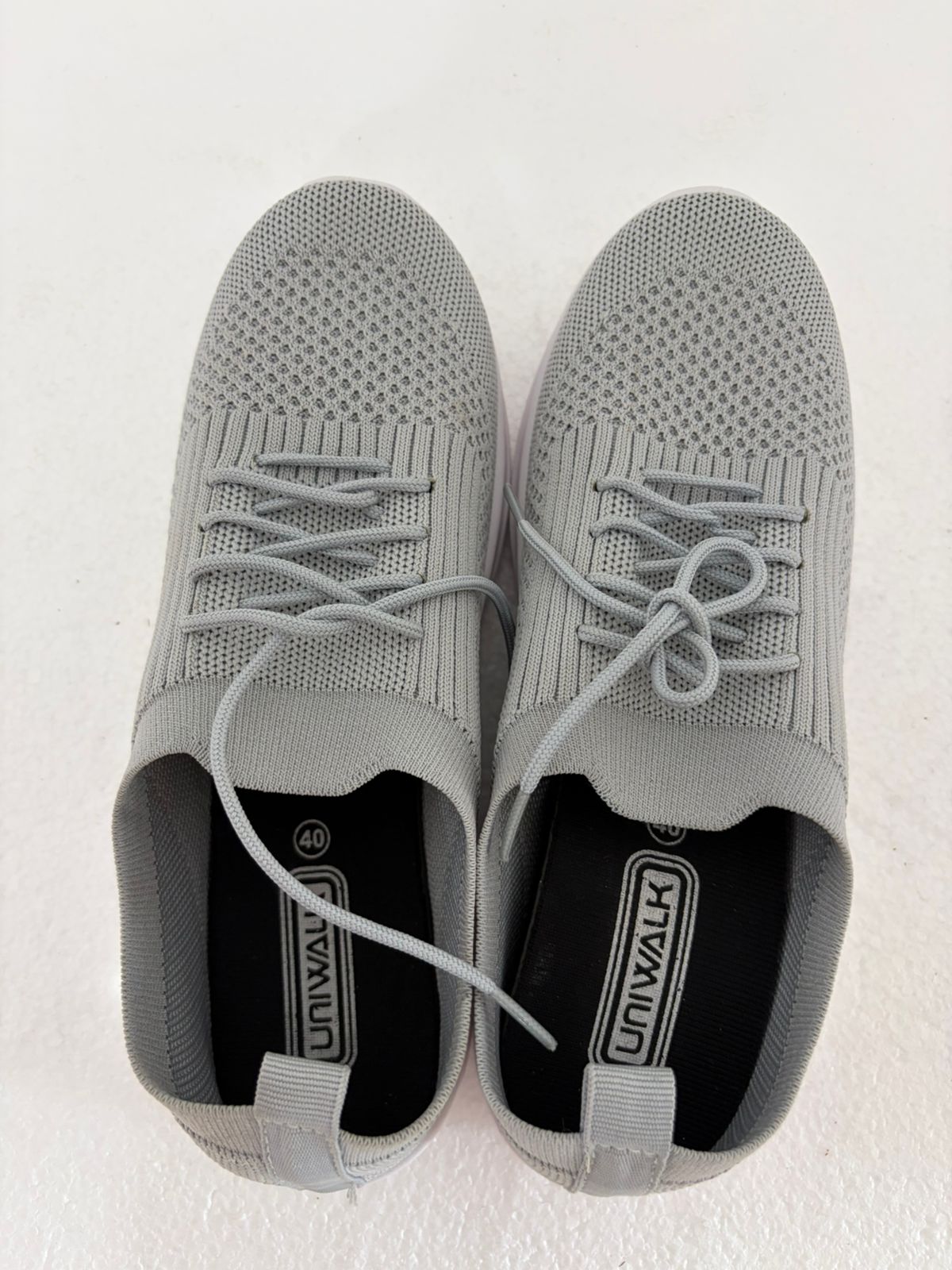 Uniwalk Girls Kids Grey Knit Lace Up Sneakers | Breathable School Sports Shoes | Cushioned Anti-Slip | Daily PT Wear