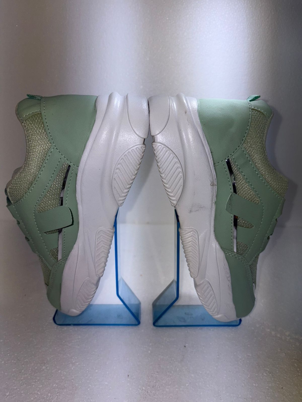 Lee Horse Women's Mint Green Chunky Sneakers | Silver Panel Lace Up Sports Shoes | Breathable Cushioned Daily College Wear
