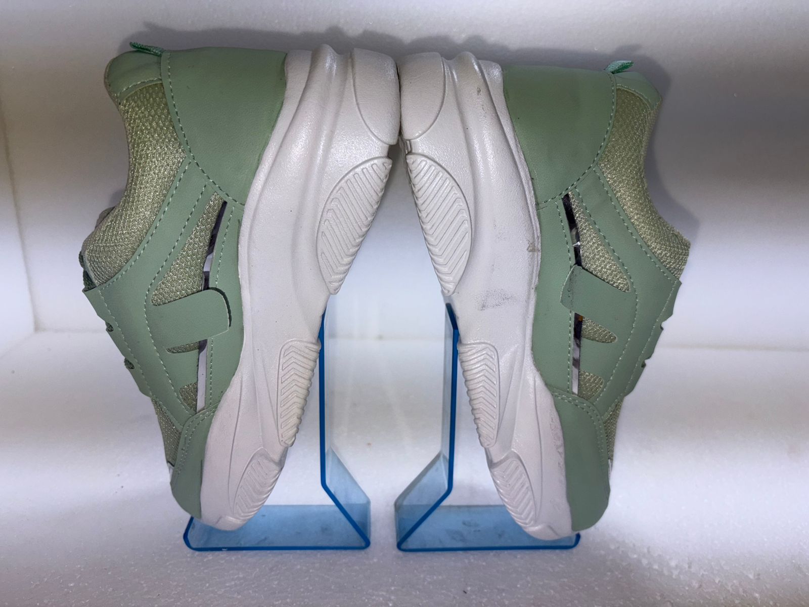 Lee Horse Women's Mint Green Chunky Sneakers | Silver Panel Lace Up Sports Shoes | Breathable Cushioned Daily College Wear
