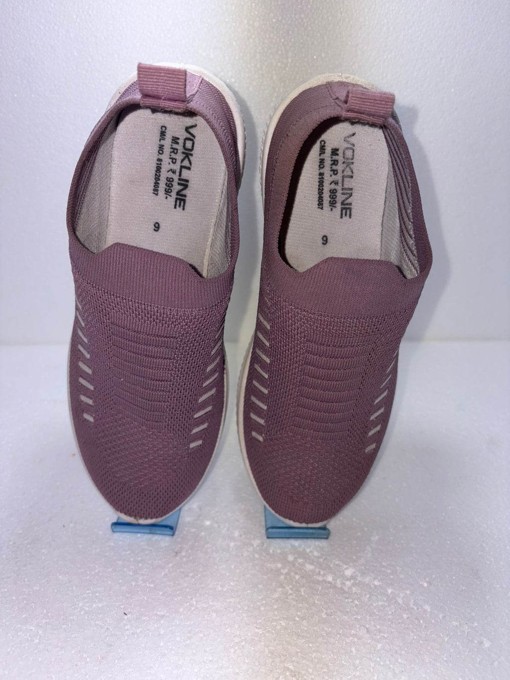 Vokline Women's Knit Slip On Sneakers | No Lace Breathable Walking Shoes | Purple Mauve | Lightweight Gym Daily Wear