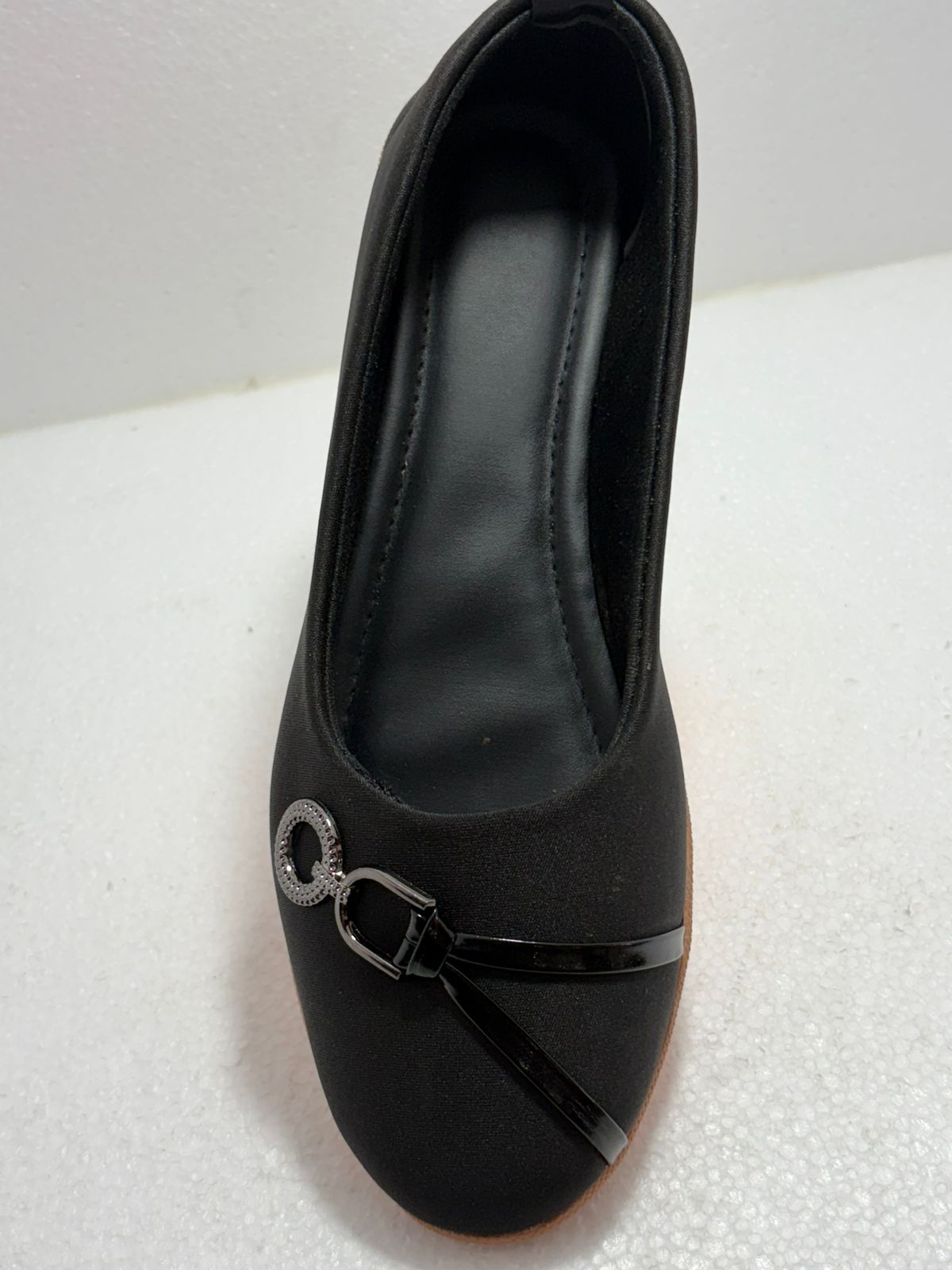 Women's Casual Black Bellies Shoes | Fashionable Slip-On Flats with Decorative Buckle