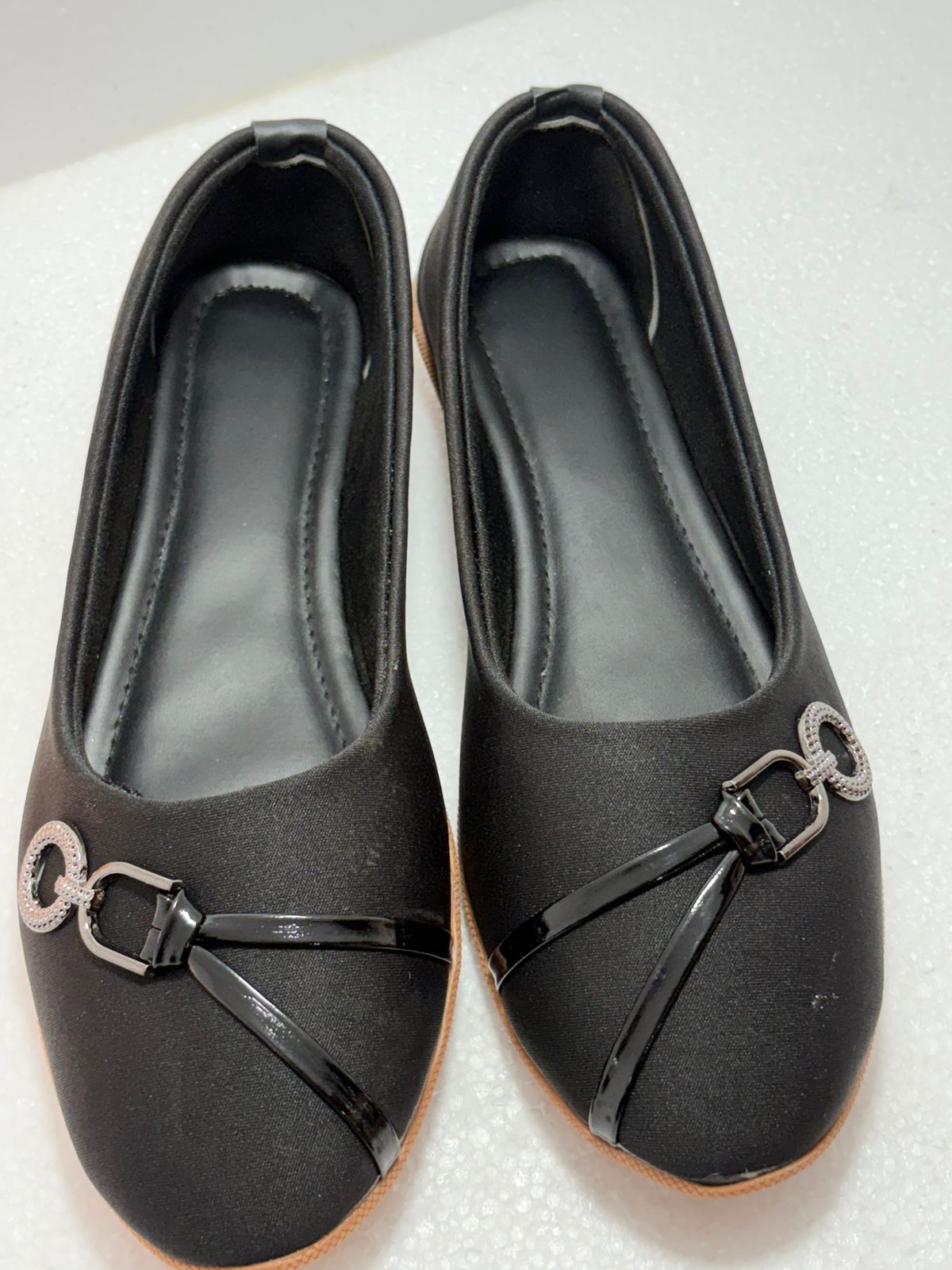 Women's Casual Black Bellies Shoes | Fashionable Slip-On Flats with Decorative Buckle