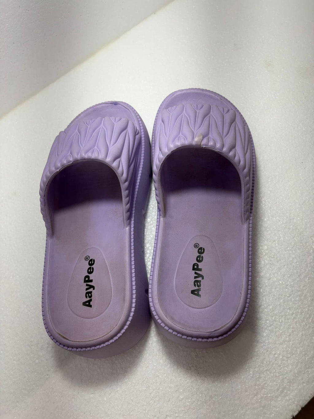 Women's Lavender Platform Slides - Ultra-Comfy Thick Sole Sandals with Textured Strap