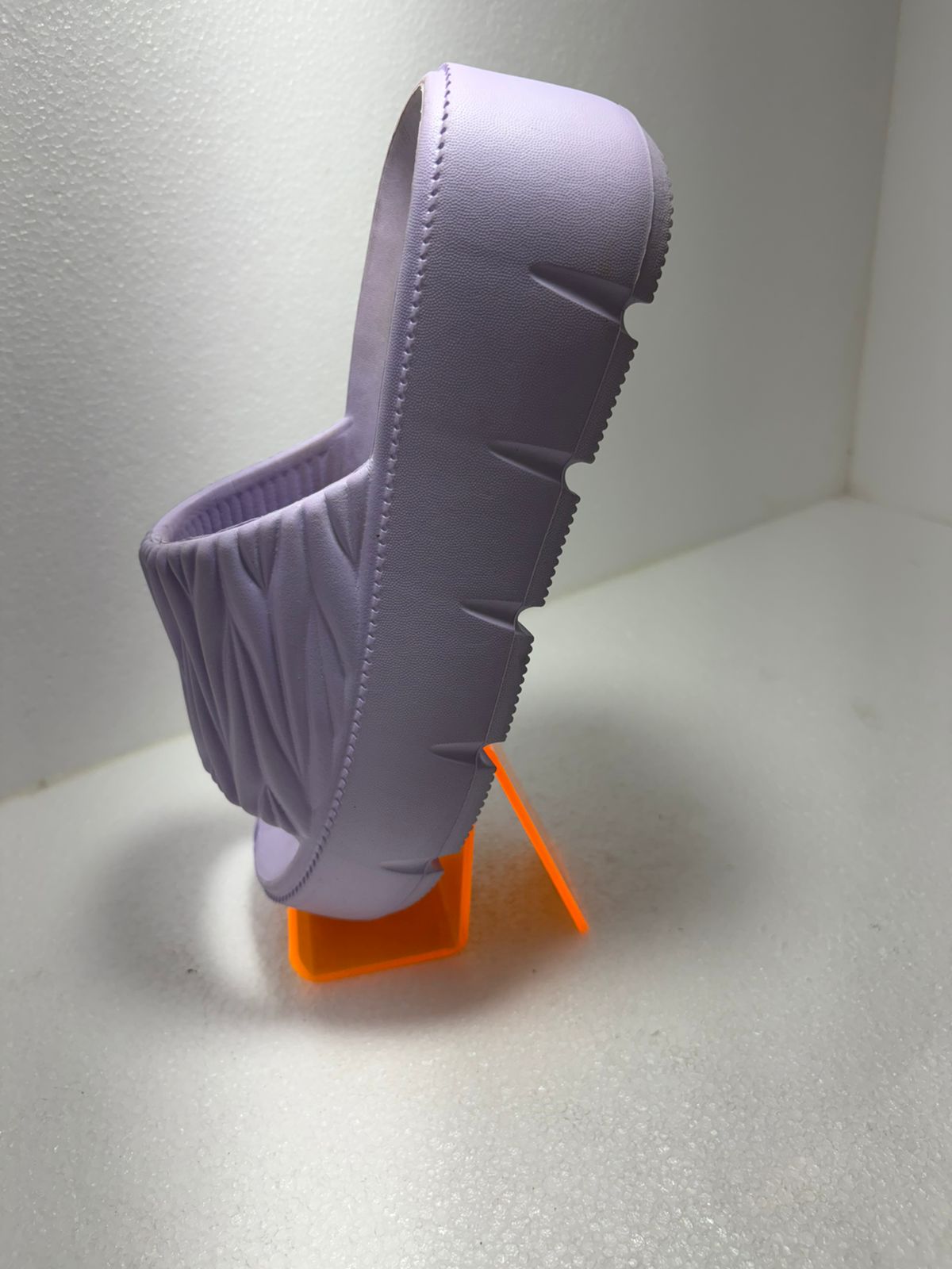 Women's Lavender Platform Slides - Ultra-Comfy Thick Sole Sandals with Textured Strap