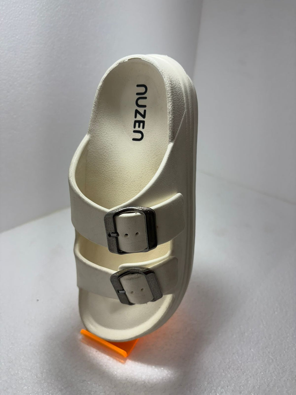 Women’s White Platform Slides – Stylish Double Buckle Summer Sandals with Thick Soles