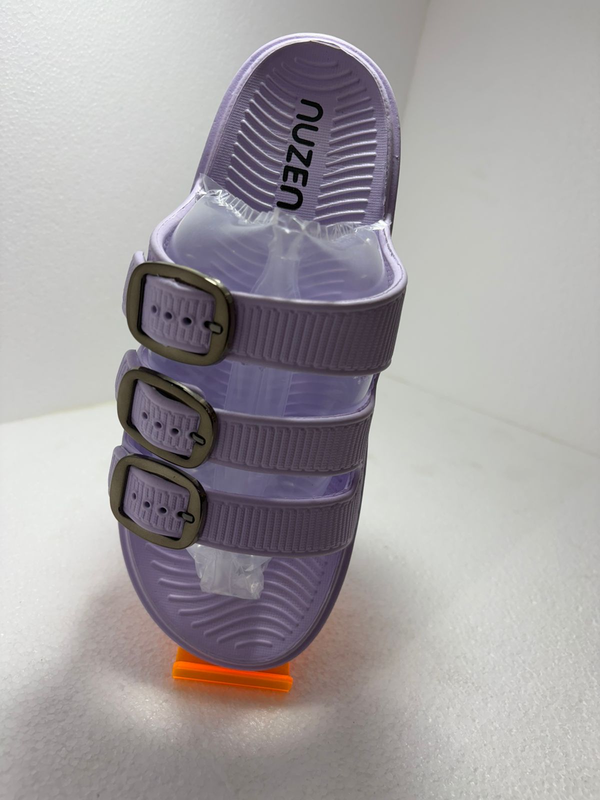 Lavender Block Heel Slides for Women | Chunky Platform Buckle Sandals | Trendy Summer Chappals