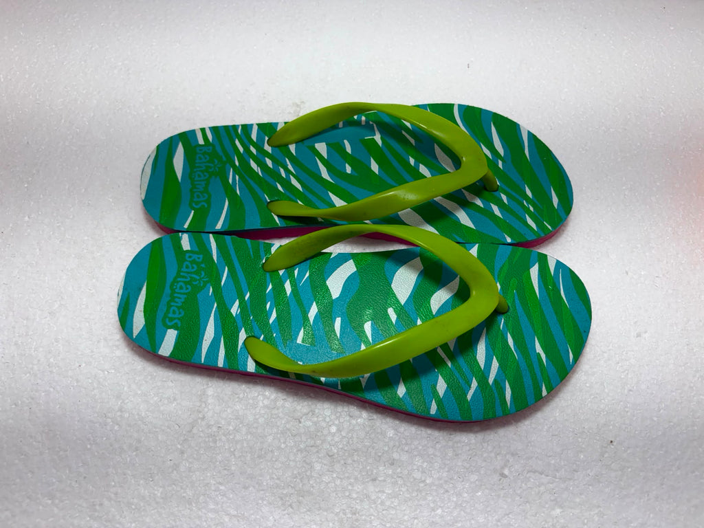 Stylish Women’s Printed Flip-Flops – Vibrant Green & Blue Summer Beach Sandals for Casual Daily Wear