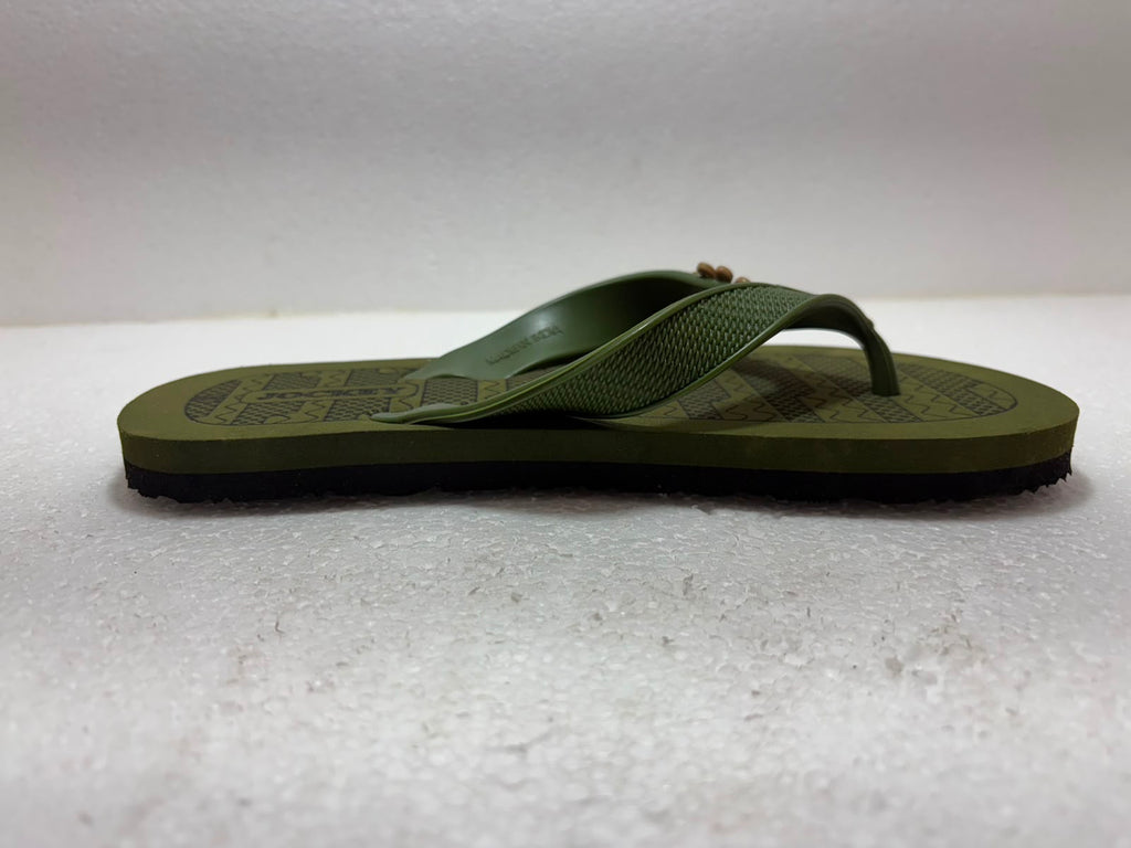 Women’s Comfortable Olive Green Daily Wear Flip-Flops with Floral Detail