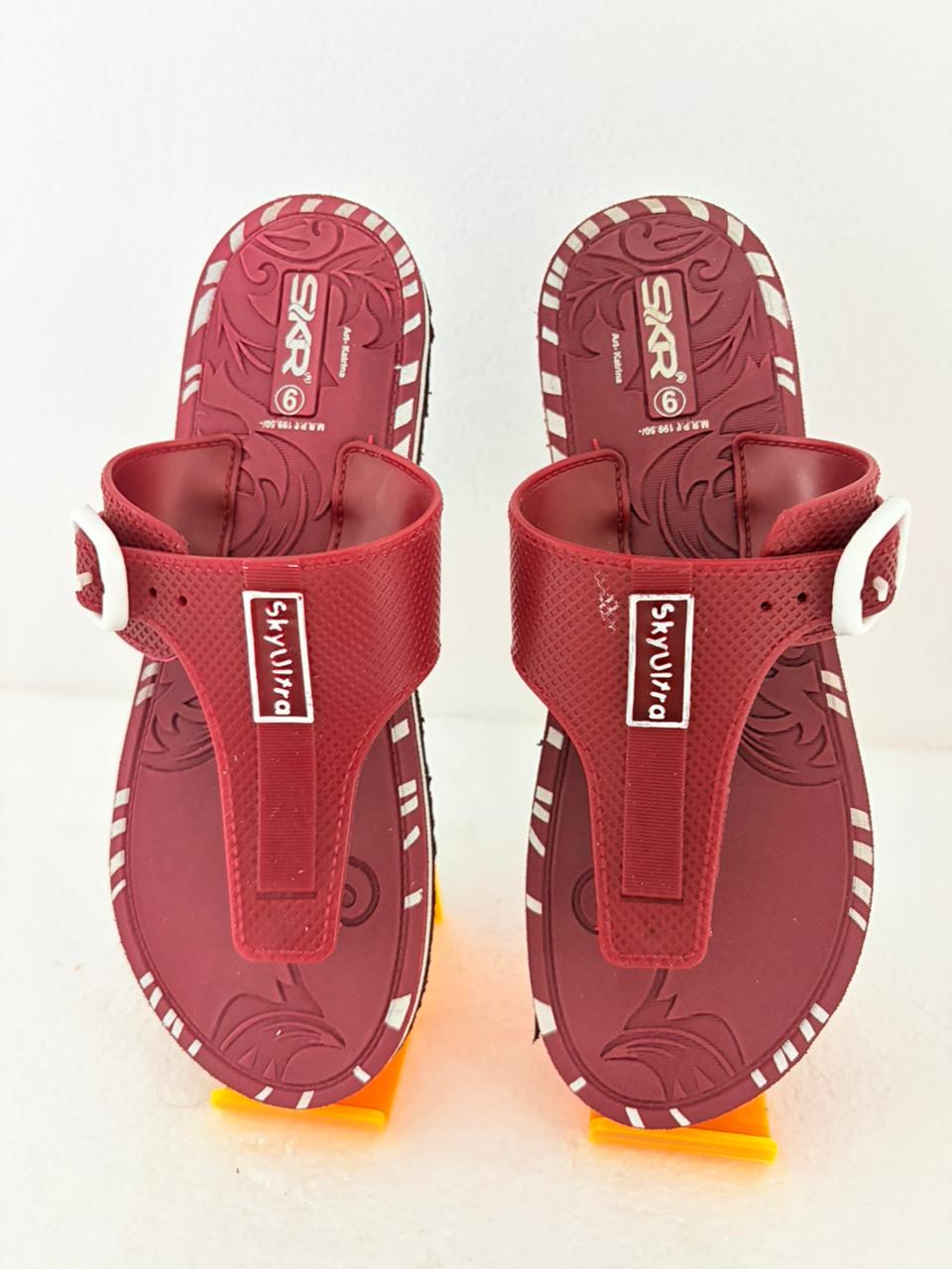 Women's Stylish Red T-Strap Flats | Comfortable Casual Daily Wear Sandals
