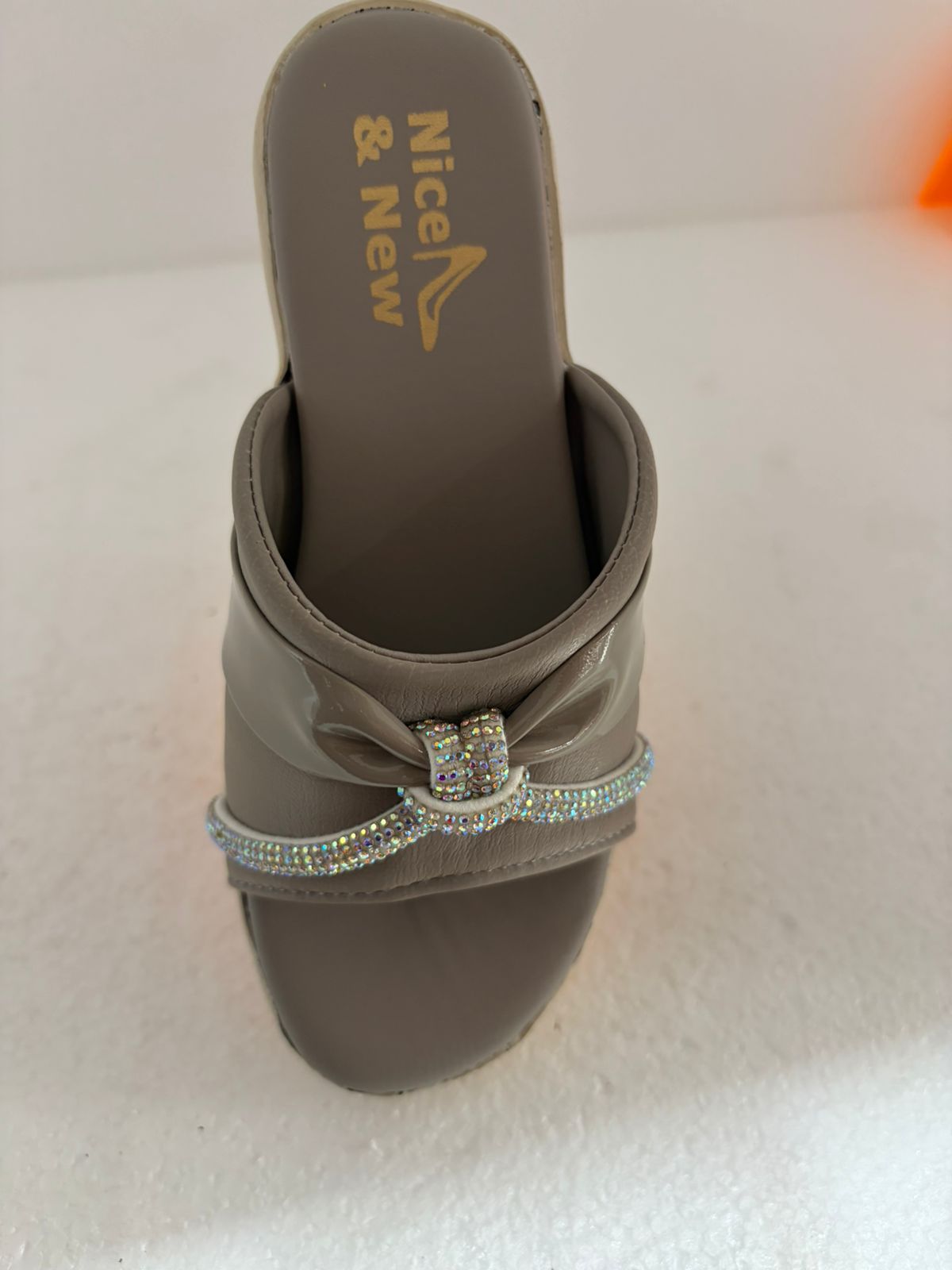 Women’s Stylish Grey Bow Toe-Ring Slippers | Rhinestone Casual Daily Wear Comfortable Flip Flops