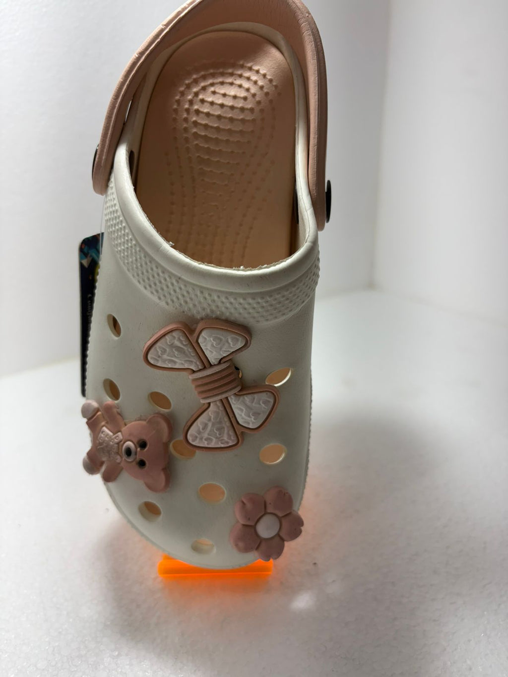 Women's Cream Clogs with Teddy Bear & Butterfly Charms – Lightweight Summer Sandals for Women
