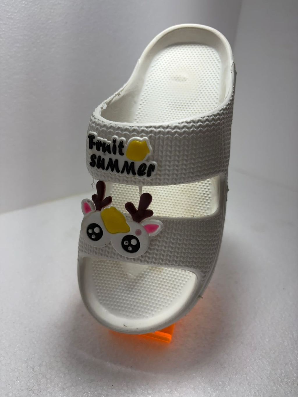 Cute White Double Strap Sandals for Girls - Trendy Kawaii 3D Owl Charm Slides
