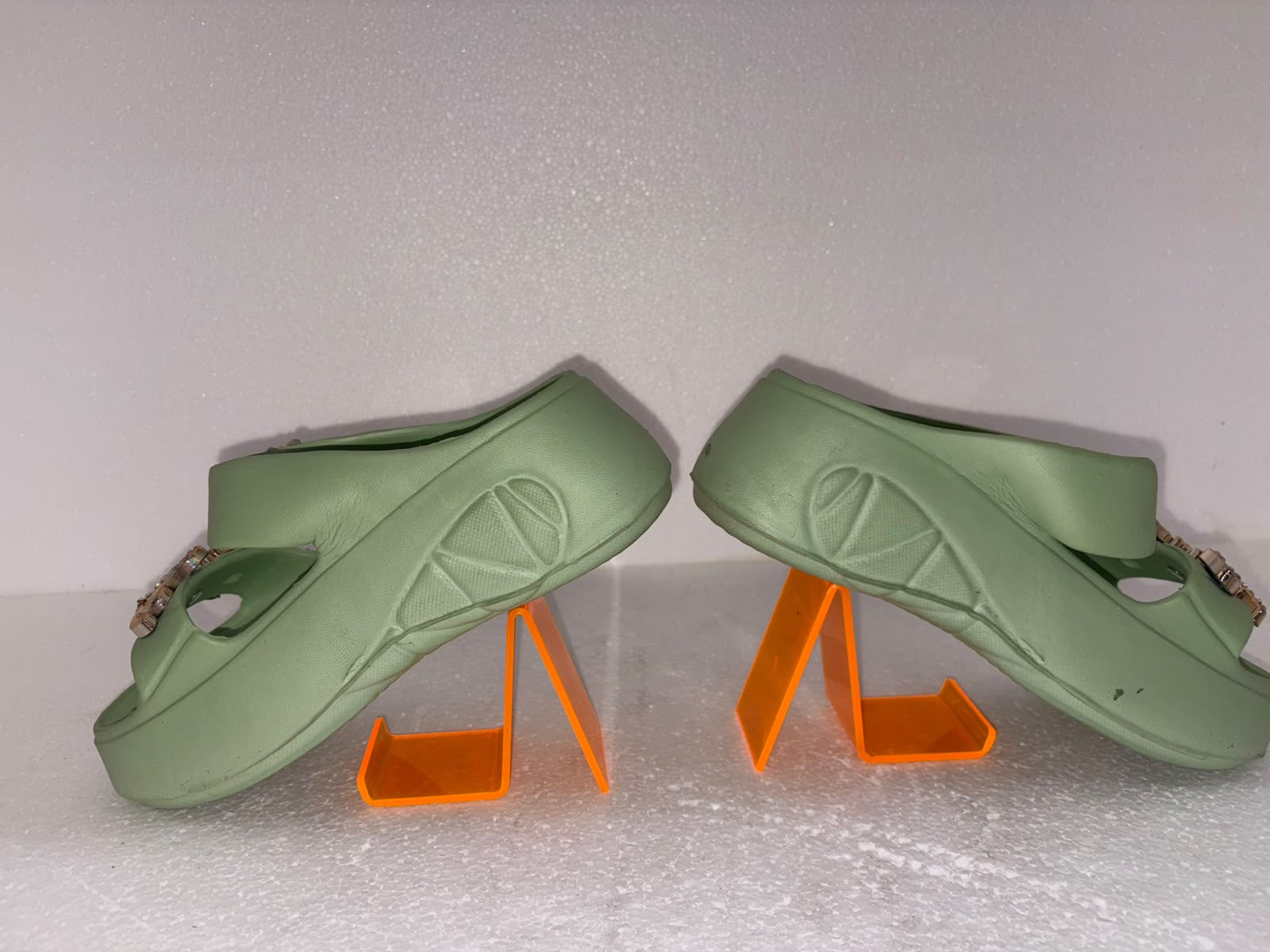Women’s Green Platform EVA Slides | Soft Cushion Lightweight Anti-Slip Slippers with Smile Charm for Daily Wear
