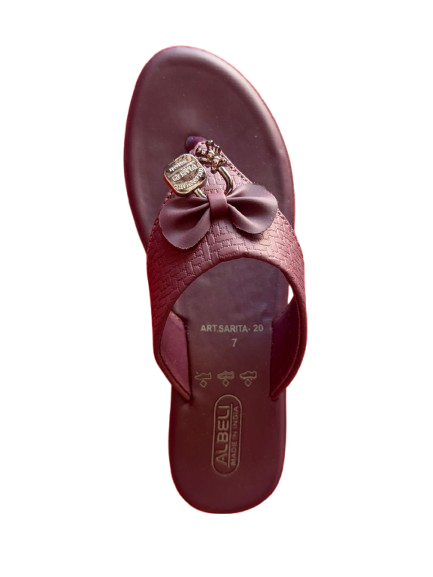 Ladies Comfortable Casual Slippers with Bow Accent |  Toe-Post Sandals