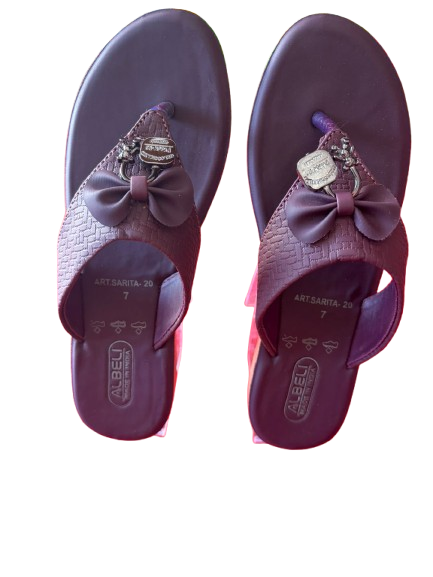 Ladies Comfortable Casual Slippers with Bow Accent |  Toe-Post Sandals