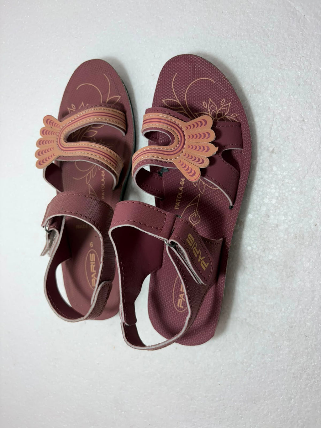 Women’s Stylish Maroon Comfort Sandals | Soft Cushioned Daily Wear Sandals with Adjustable Velcro Strap | Lightweight Anti-Skid Footwear