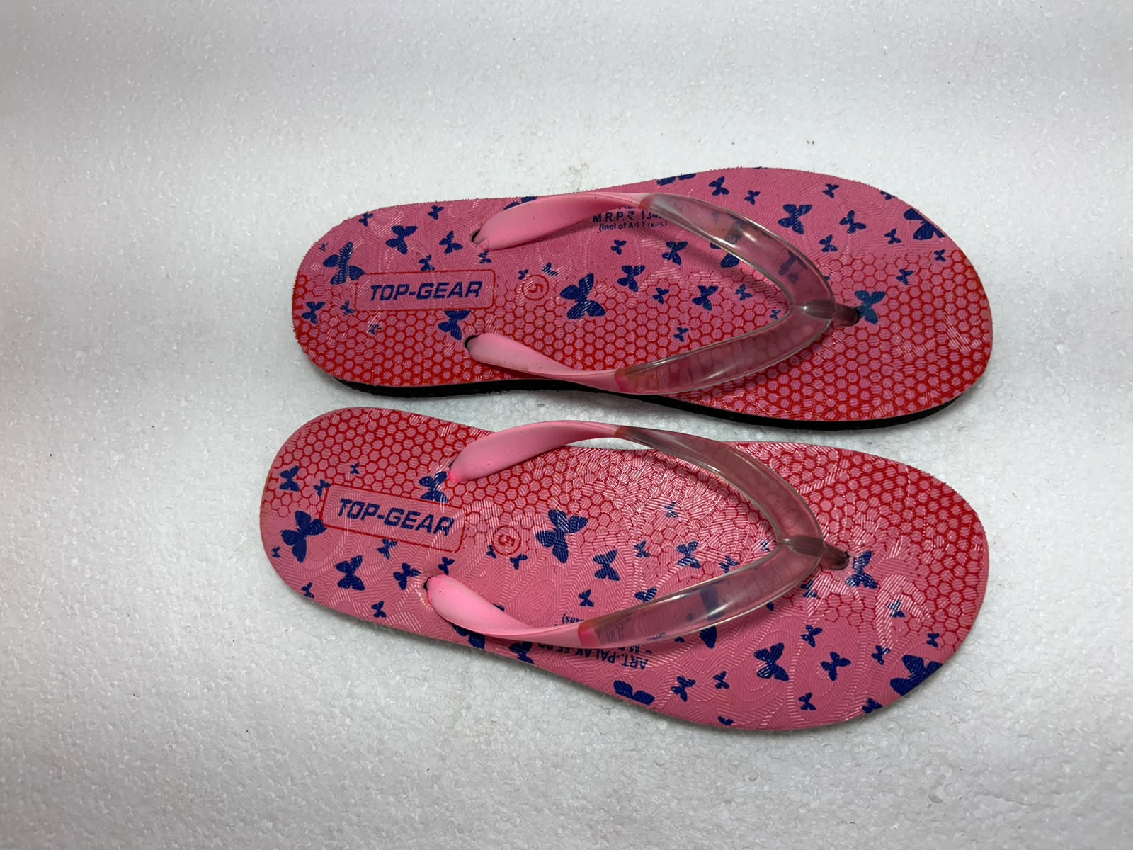 Top Gear Girls Printed Flip Flops | Lightweight Casual Slippers for Girls | Butterfly Design Soft Comfortable Daily Wear Chappals | Pink