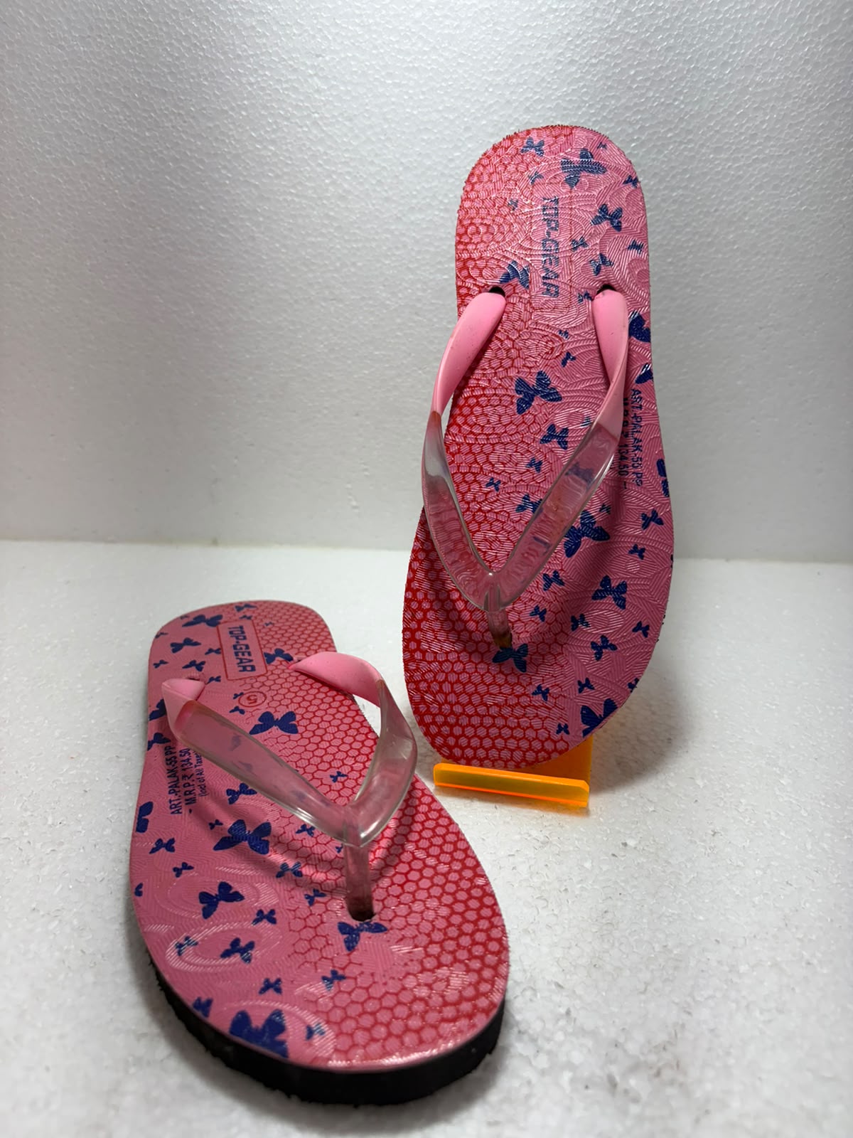Top Gear Girls Printed Flip Flops | Lightweight Casual Slippers for Girls | Butterfly Design Soft Comfortable Daily Wear Chappals | Pink