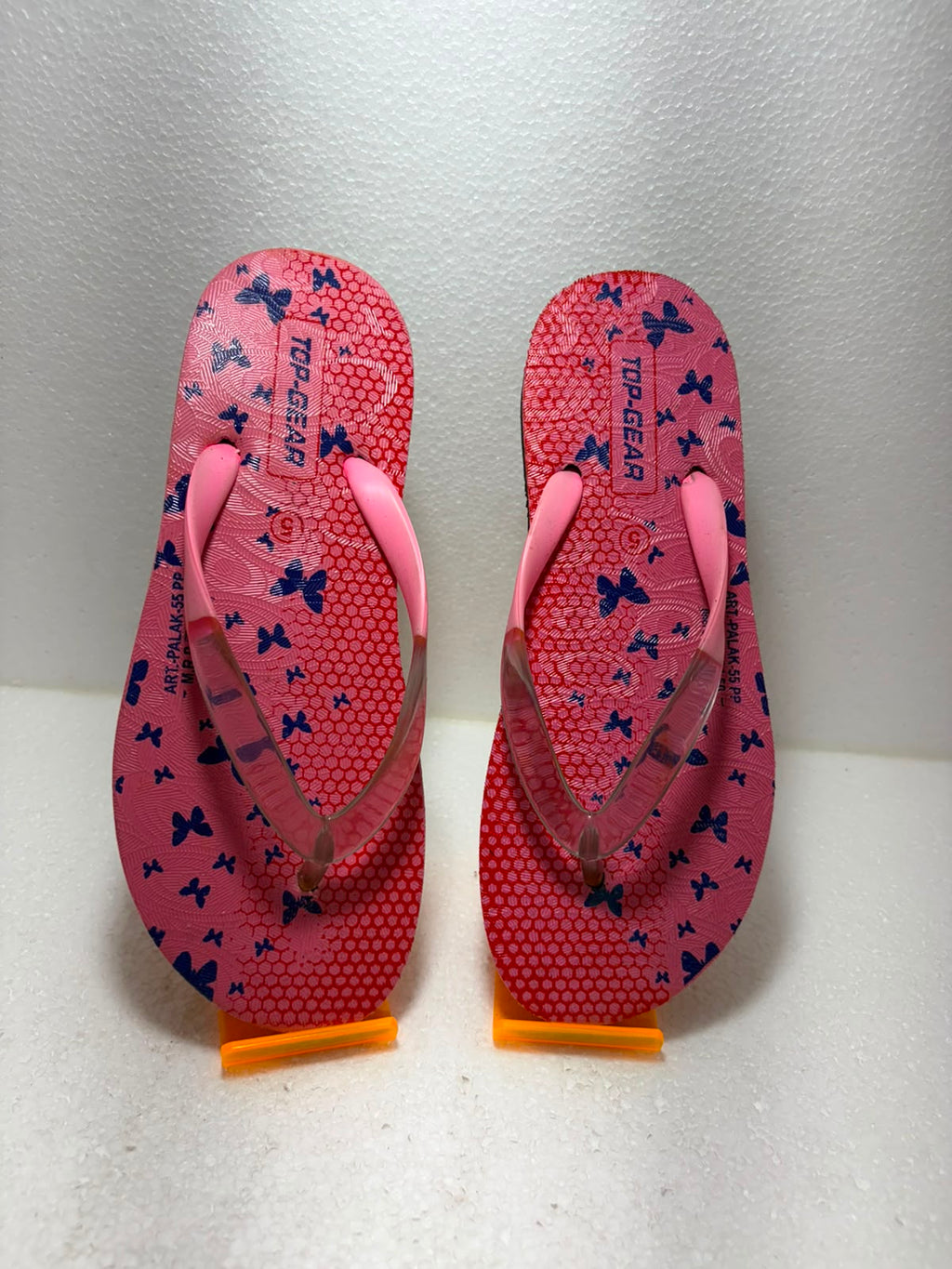 Top Gear Girls Printed Flip Flops | Lightweight Casual Slippers for Girls | Butterfly Design Soft Comfortable Daily Wear Chappals | Pink