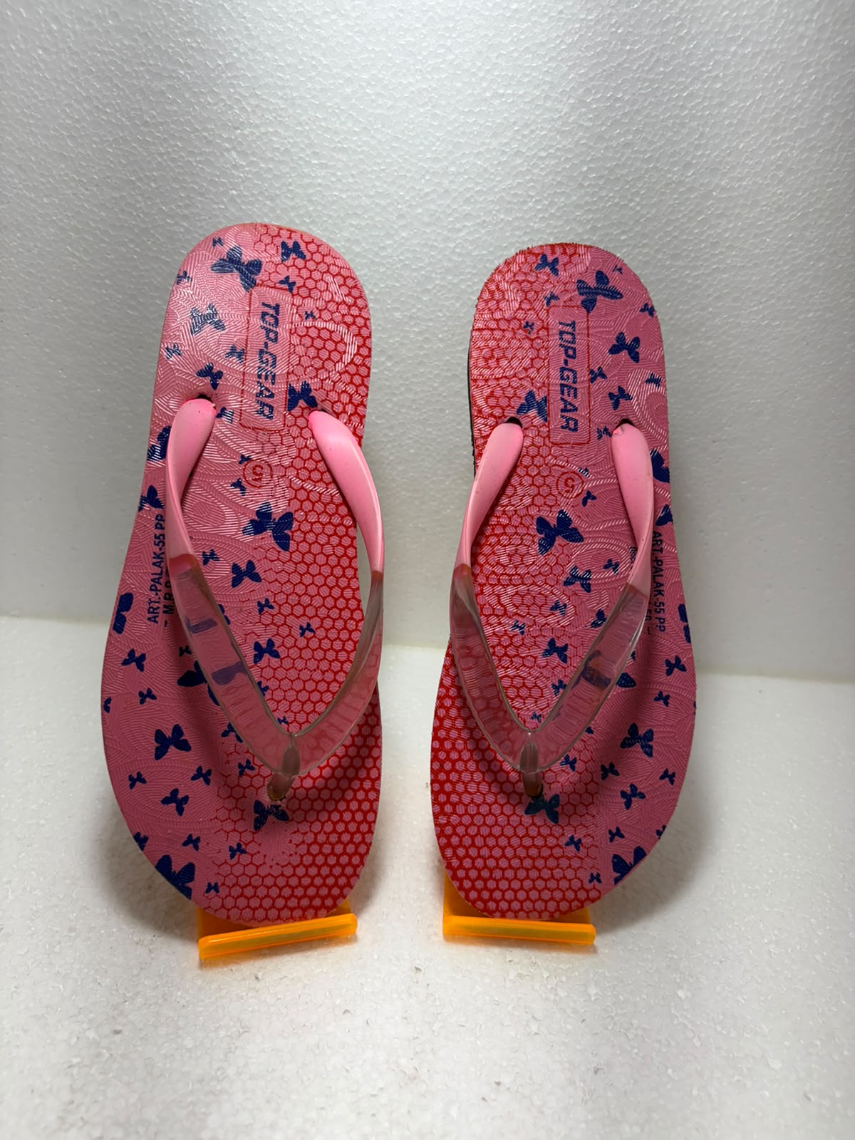Top Gear Girls Printed Flip Flops | Lightweight Casual Slippers for Girls | Butterfly Design Soft Comfortable Daily Wear Chappals | Pink