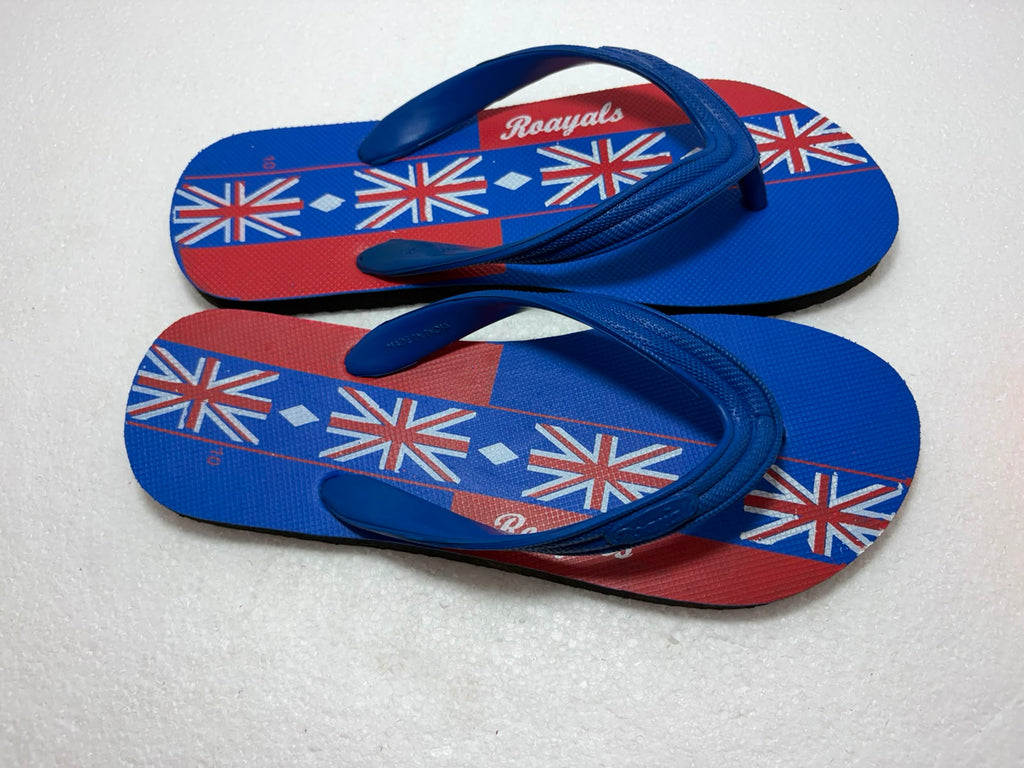 Royals Men's Printed Flip Flops | Lightweight Casual Slippers for Men | Soft Comfortable Daily Wear Beach Sandals | Blue & Red