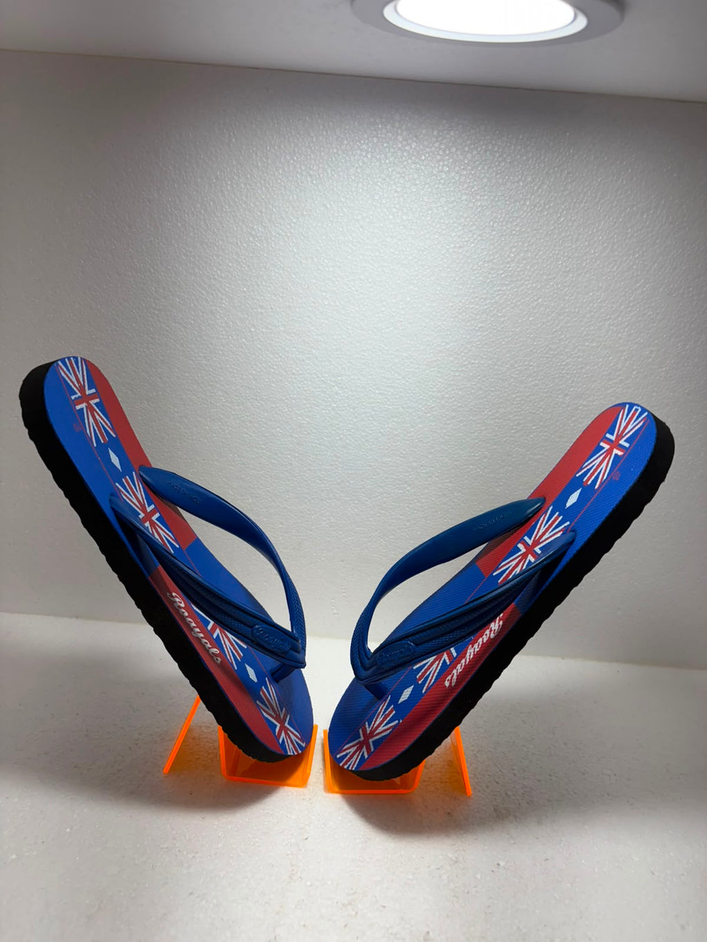 Royals Men's Printed Flip Flops | Lightweight Casual Slippers for Men | Soft Comfortable Daily Wear Beach Sandals | Blue & Red