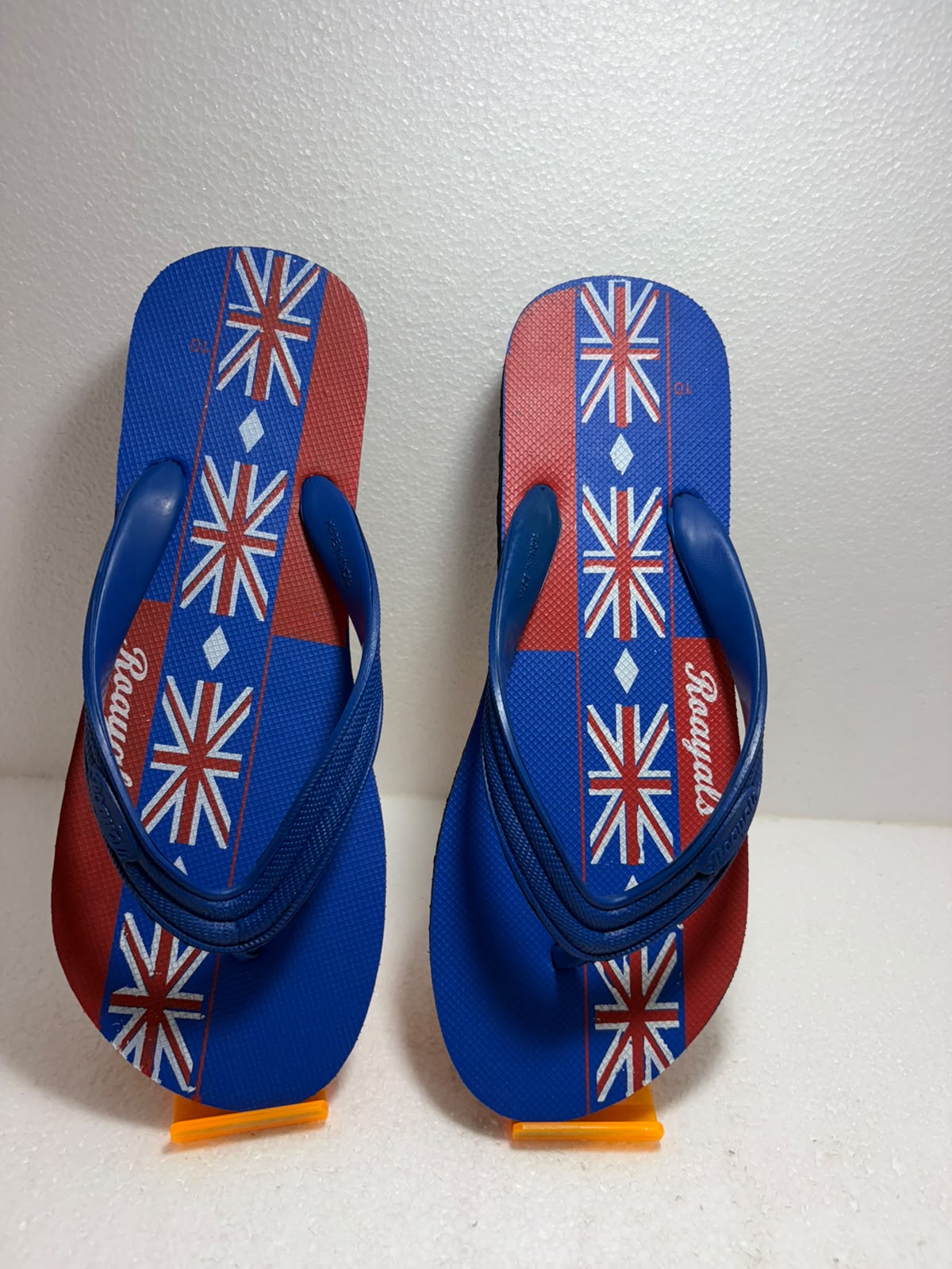 Royals Men's Printed Flip Flops | Lightweight Casual Slippers for Men | Soft Comfortable Daily Wear Beach Sandals | Blue & Red