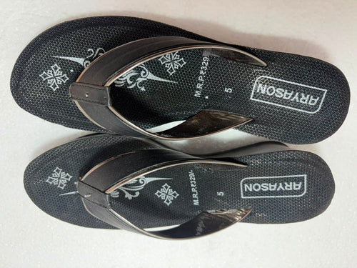 ARYASON Women’s Black Wedge Heel Flip Flops | Comfortable Daily Wear Slippers | Lightweight Stylish Toe-Ring Sandals for Women