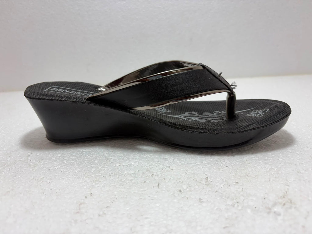 ARYASON Women’s Black Wedge Heel Flip Flops | Comfortable Daily Wear Slippers | Lightweight Stylish Toe-Ring Sandals for Women