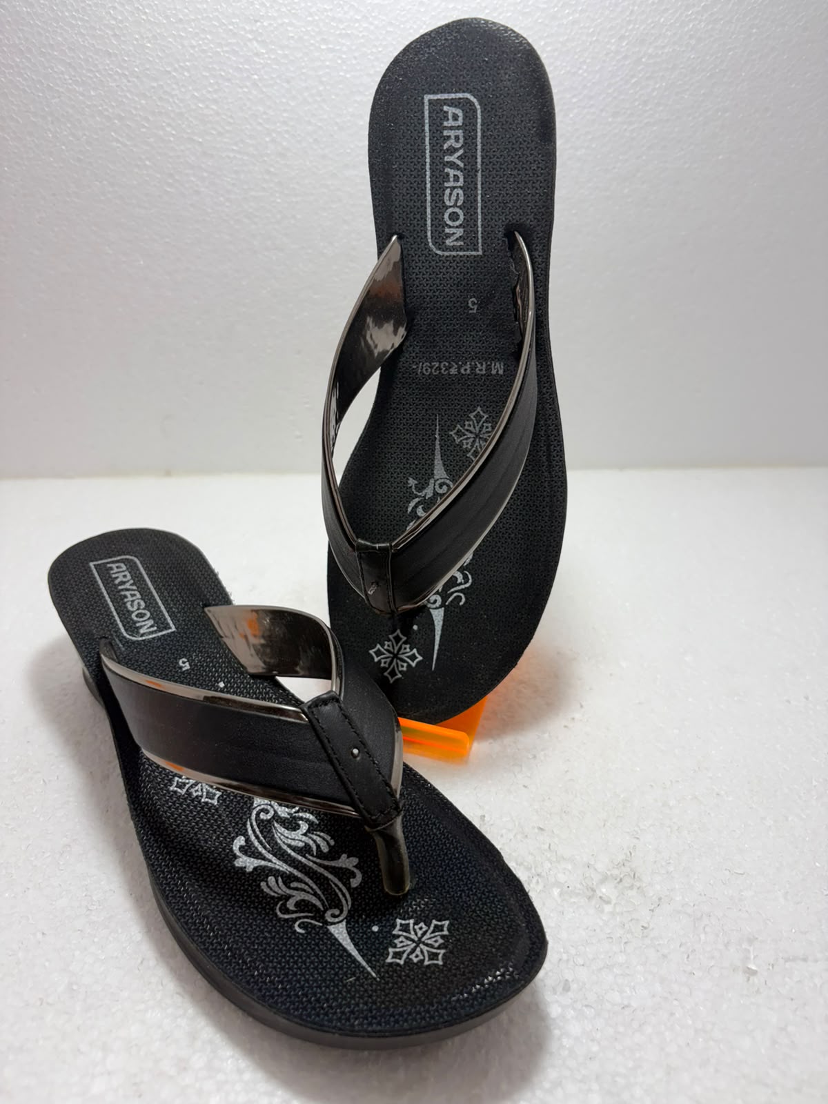 ARYASON Women’s Black Wedge Heel Flip Flops | Comfortable Daily Wear Slippers | Lightweight Stylish Toe-Ring Sandals for Women