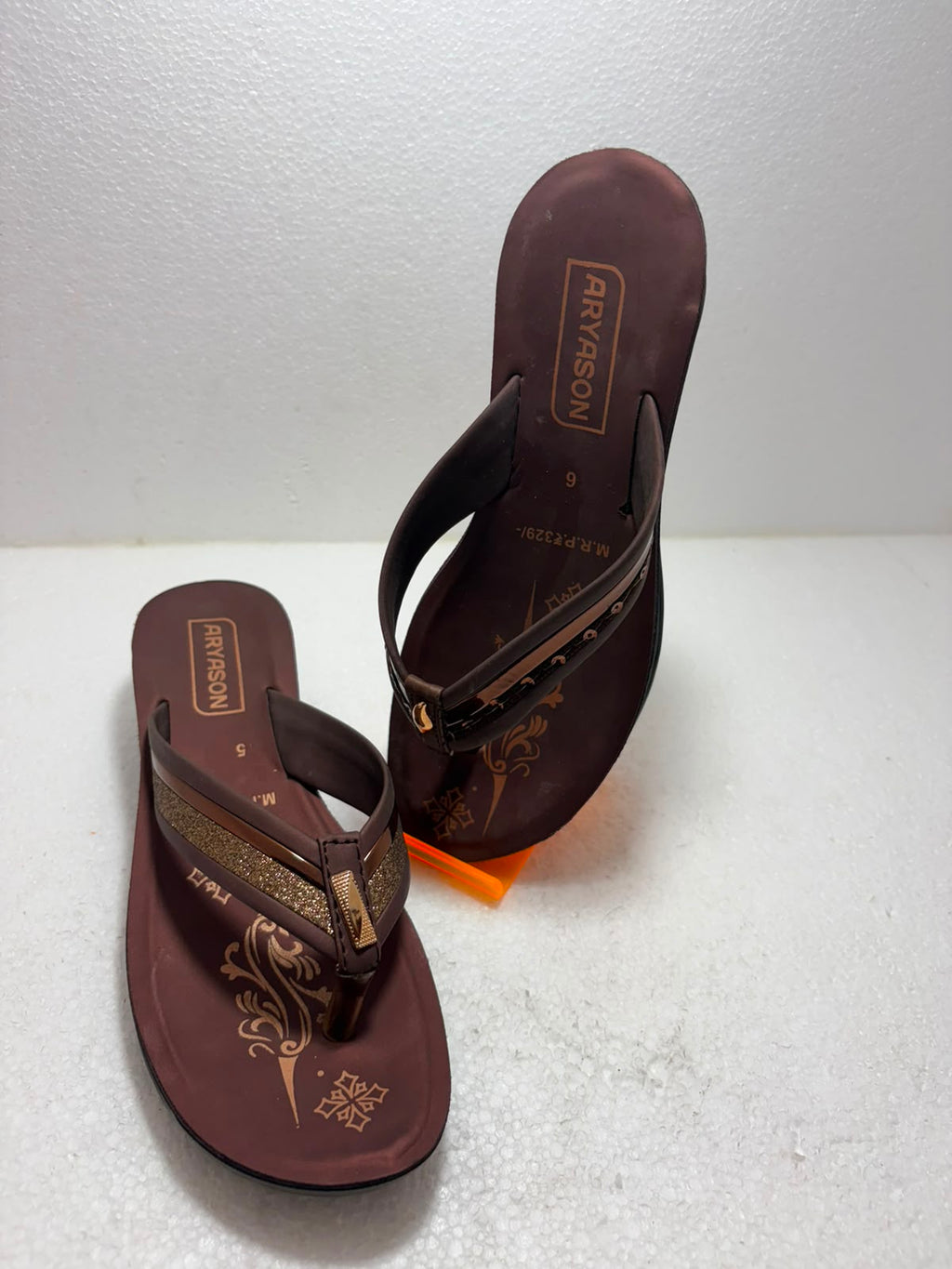 Women’s Stylish Brown Wedge Heel Flip Flops | Lightweight Comfortable Daily Wear Slippers for Women