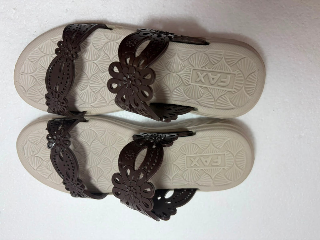 Women’s Stylish Floral Toe-Ring Sandals | Lightweight Soft Sole Casual Daily Wear Flip Flops for Women & Girls | Beige & Brown
