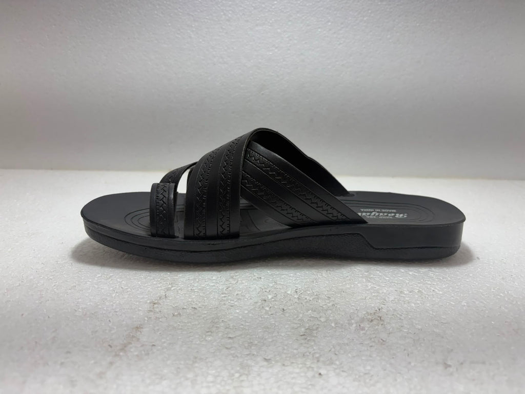 Men's Black Lightweight EVA Comfort Slippers | Stylish Cross Strap Casual Daily Wear Flip Flops | Soft Anti-Skid Bathroom & Outdoor Slides