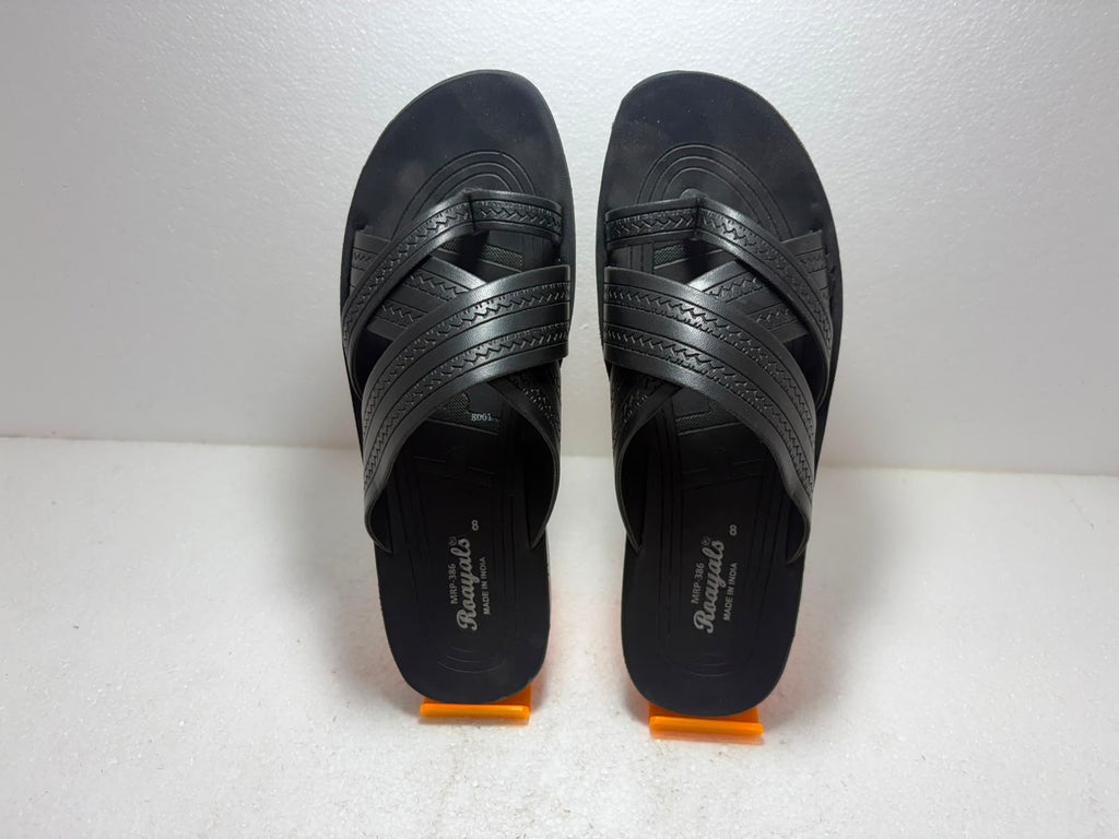 Men's Black Lightweight EVA Comfort Slippers | Stylish Cross Strap Casual Daily Wear Flip Flops | Soft Anti-Skid Bathroom & Outdoor Slides