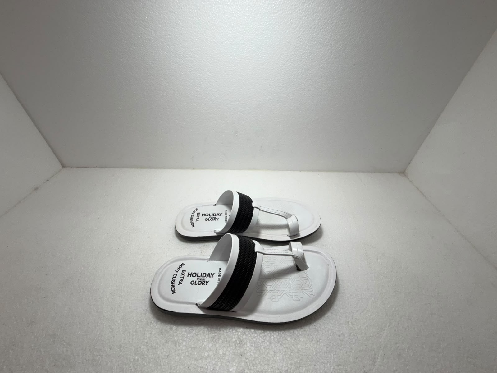 Men's White & Black Comfort Slippers | Extra Soft Cushion Flip Flops | Lightweight Anti-Skid Casual Daily Wear Sandals