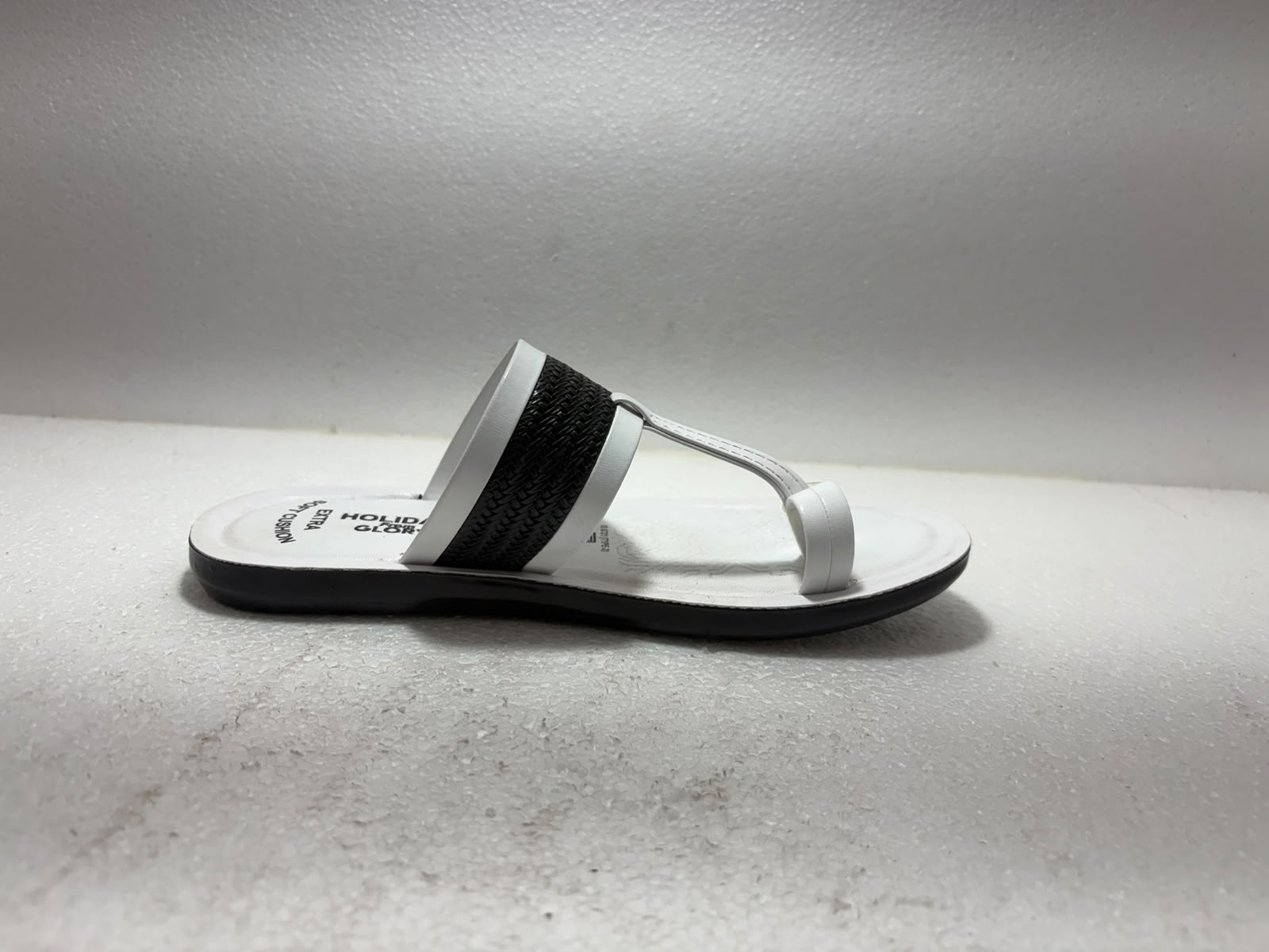 Men's White & Black Comfort Slippers | Extra Soft Cushion Flip Flops | Lightweight Anti-Skid Casual Daily Wear Sandals