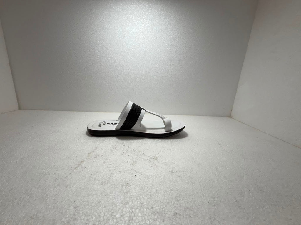 Men's White & Black Comfort Slippers | Extra Soft Cushion Flip Flops | Lightweight Anti-Skid Casual Daily Wear Sandals