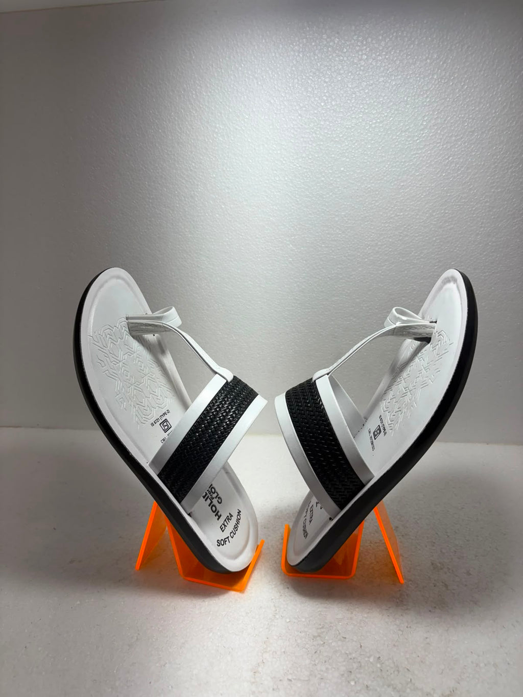 Men's White & Black Comfort Slippers | Extra Soft Cushion Flip Flops | Lightweight Anti-Skid Casual Daily Wear Sandals